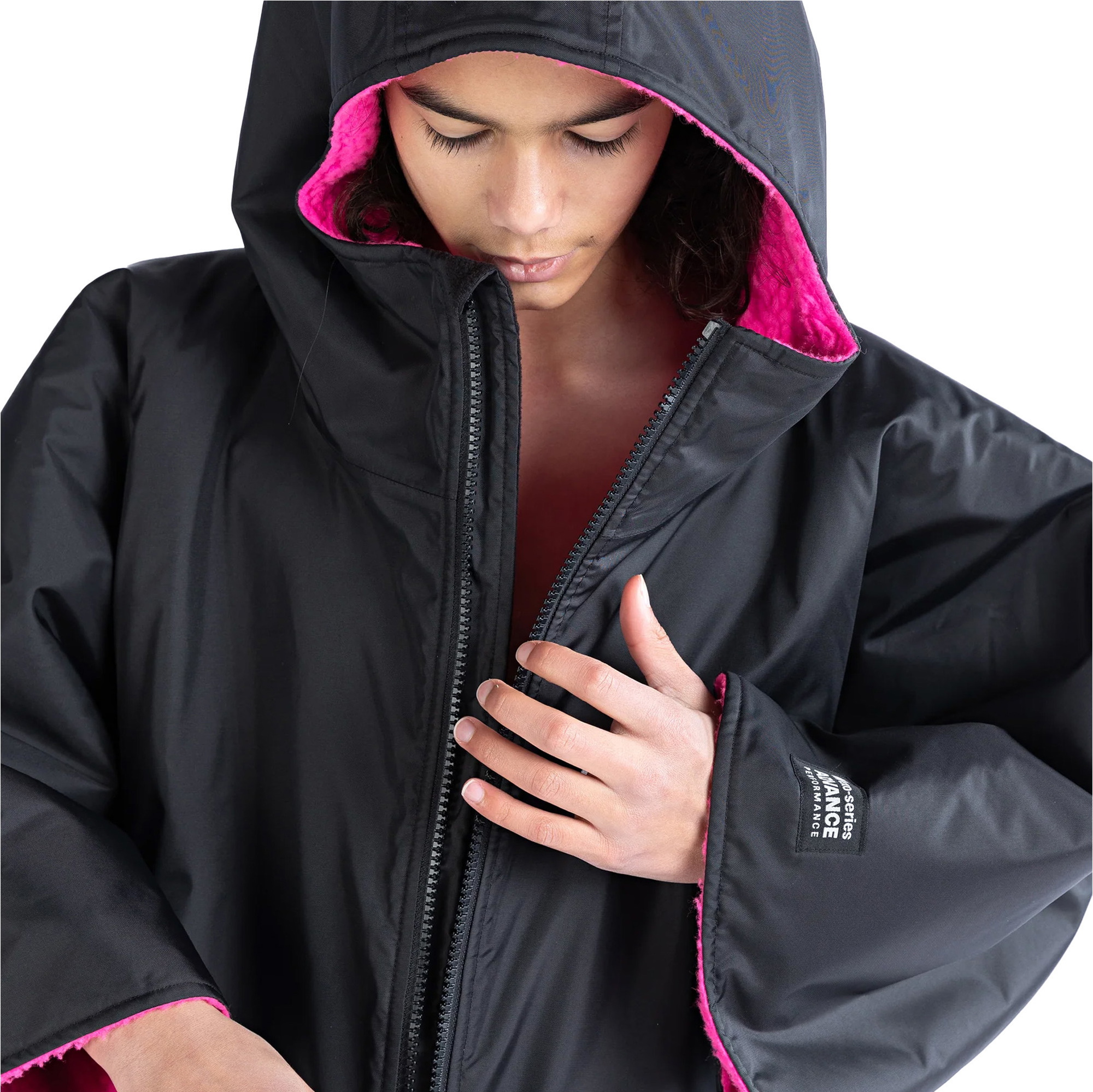 2026 Dryrobe Enfants Advance Peignoir à Manches Longues V3KSLSDA - Black / Rose